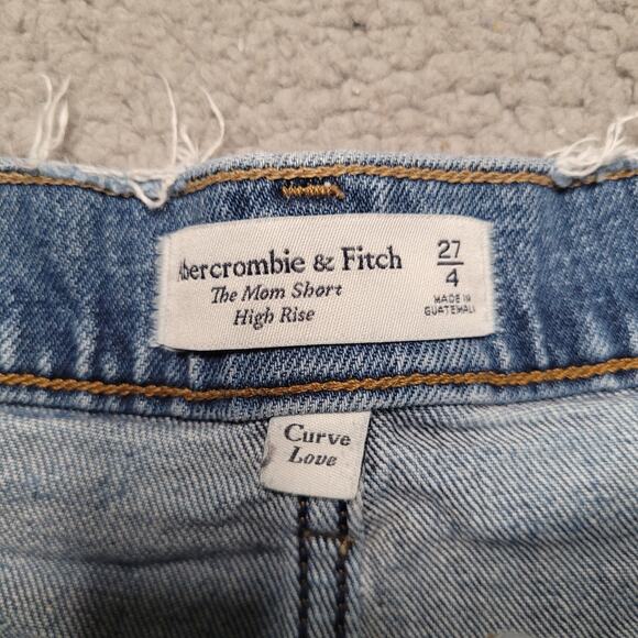 Abercrombie & Fitch Shorts 27 4 Blue Denim The Mom Short High Rise Cutoff Boho - Picture 3 of 5